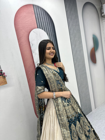 Wedding Special Jacquard Silk Lehenga & Saree Set With Rich Zari Work