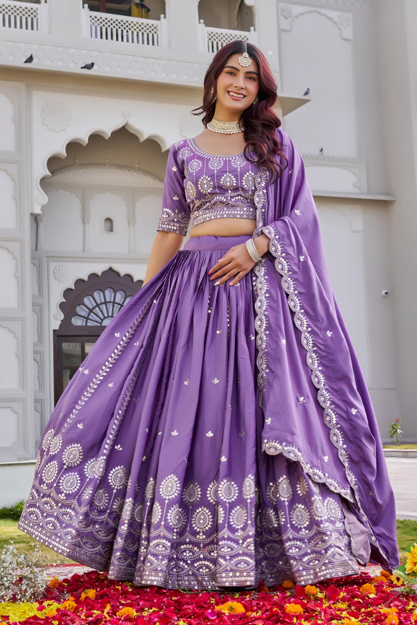 New Festival Wear Pure Crepe Silk Lehenga Choli with Heavy 7mm Sequence Embroidery | Fully Stitched