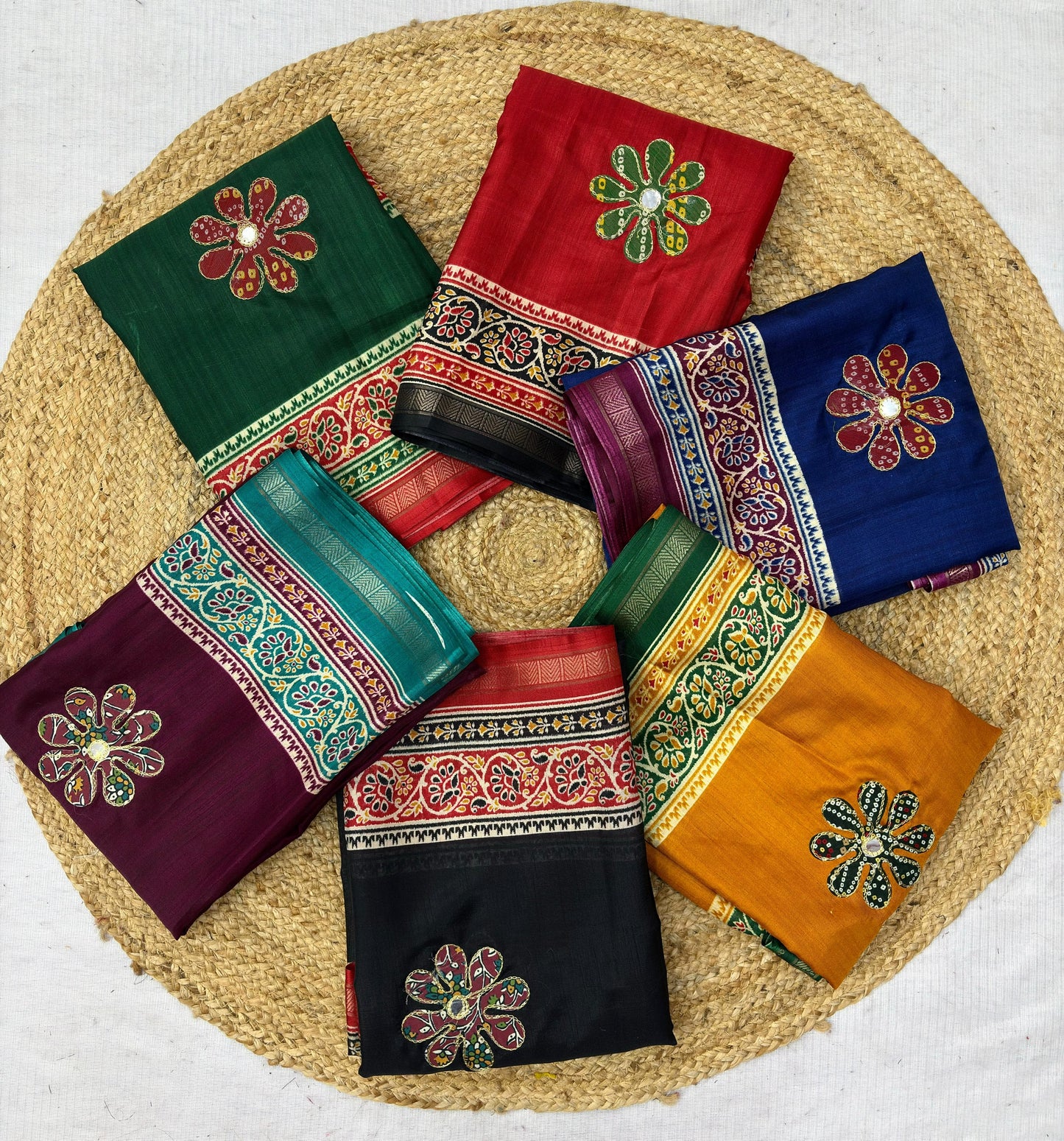 Premium Mul Cotton Printed Saree with Mirror Work & Designer Border