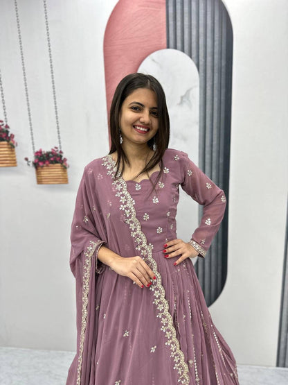 Partywear Embroidered Georgette Gown Set