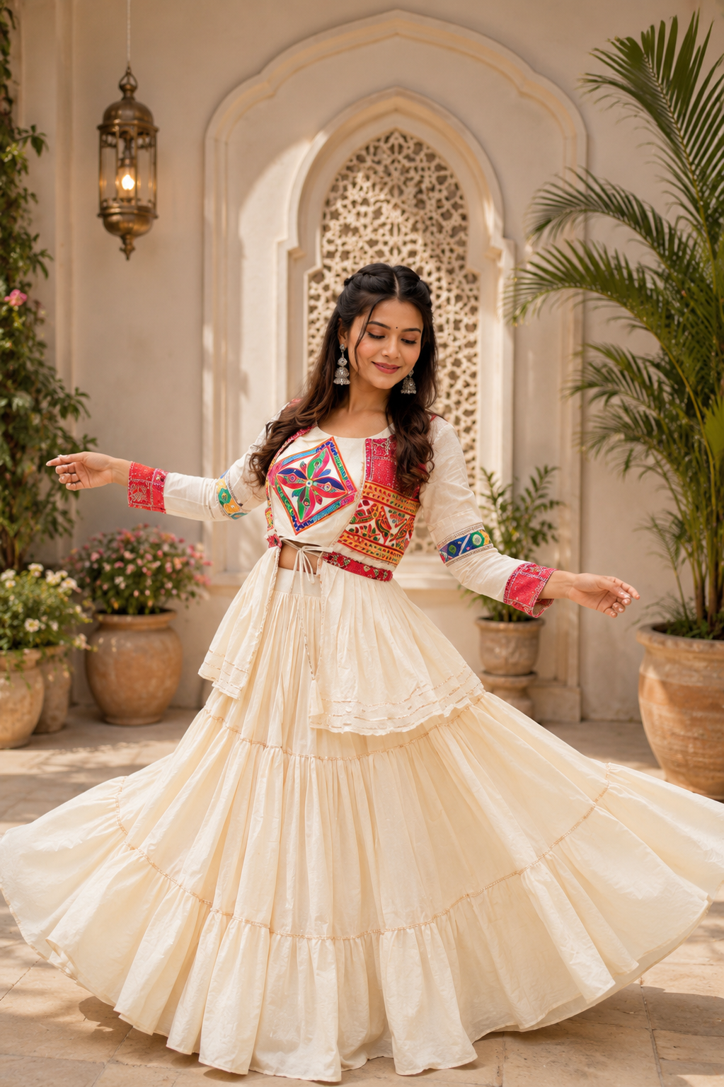 Navratri Special Gamathi Work Lehenga Choli – 9 Meter Flair