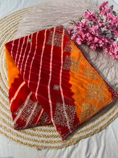 Saavan Special Soft C Multi Leheriya Saree