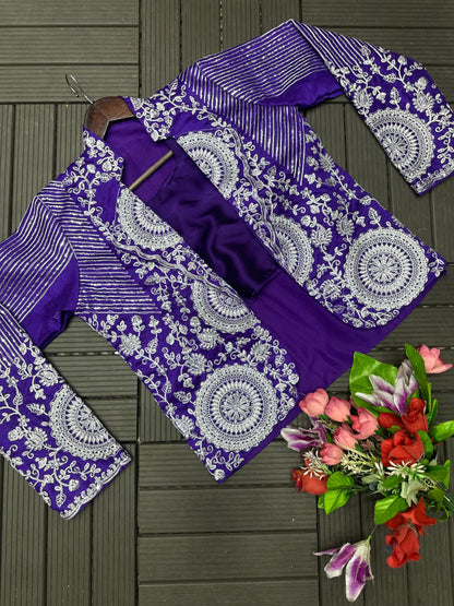 Heavy Rangoli Ready to Wear Saree with Embroidery Sequence Koti