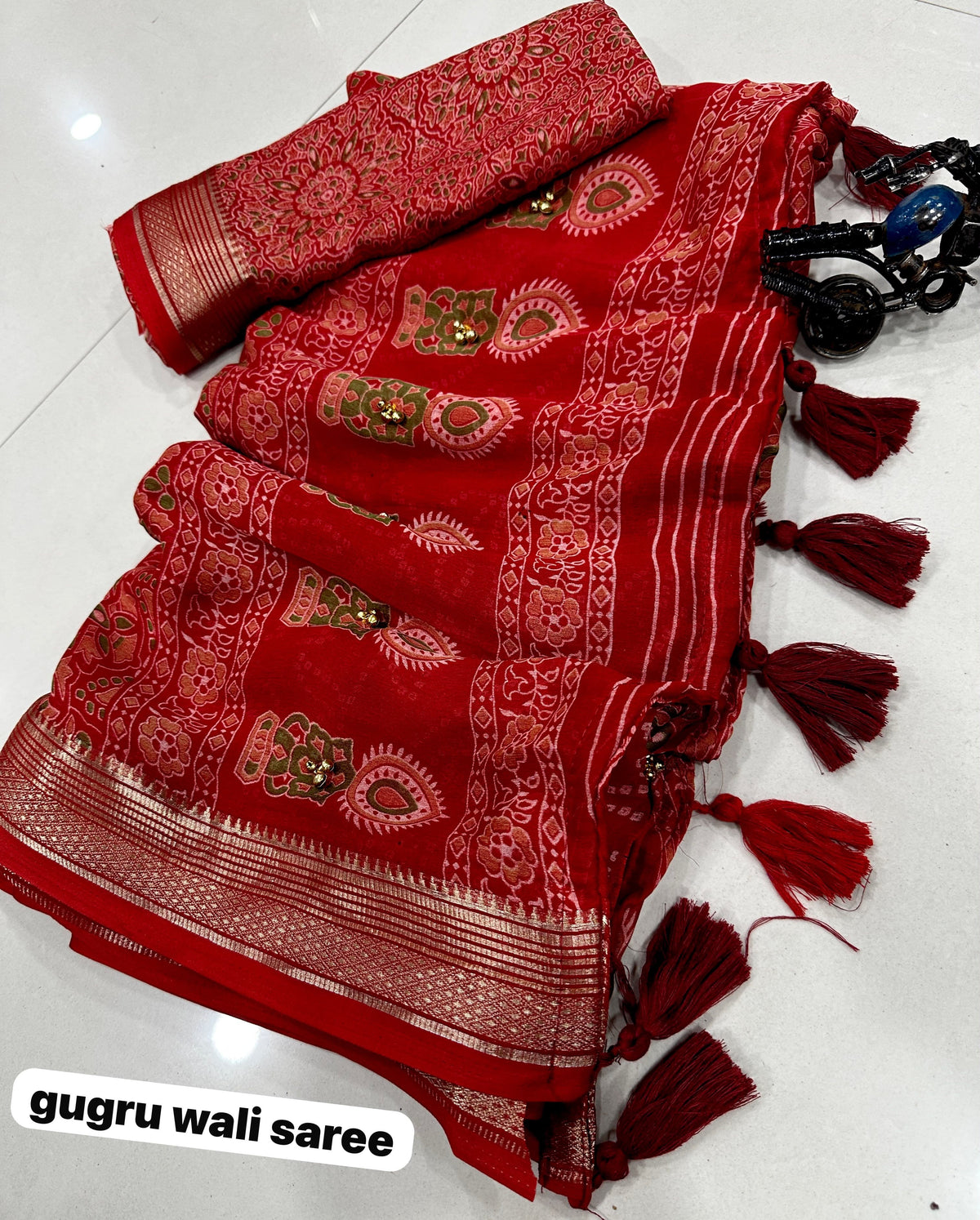 Premium Georgette Saree with Designer Print & Matching Blouse | Washable