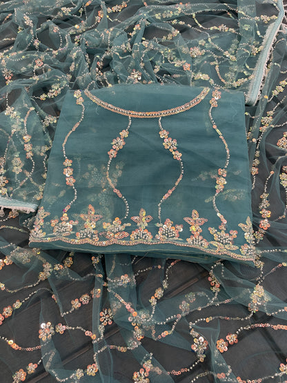 Sufy Premium Butterfly Net Saree with Beads & Moti Sequin Work