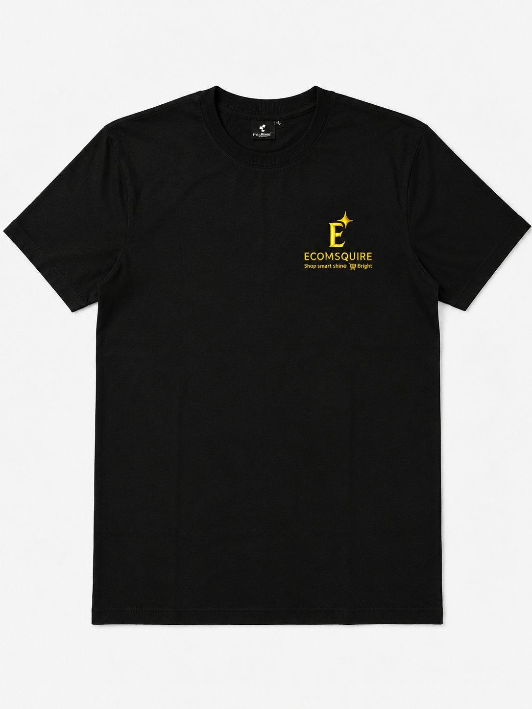 Ecomsquire Premium Black Crew Neck T-Shirt | Gold Logo Edition