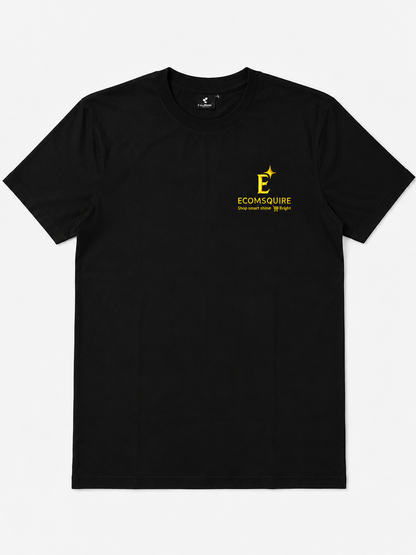 Ecomsquire Premium Black Crew Neck T-Shirt | Gold Logo Edition