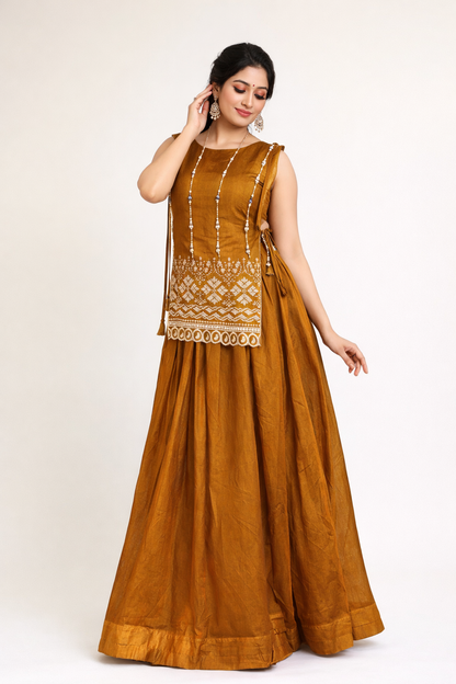 Designer Fendy Lehenga With Beads Work Koti Jacket And Stitched Blouse Set