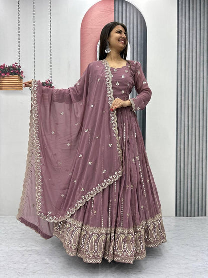 Partywear Embroidered Georgette Gown Set