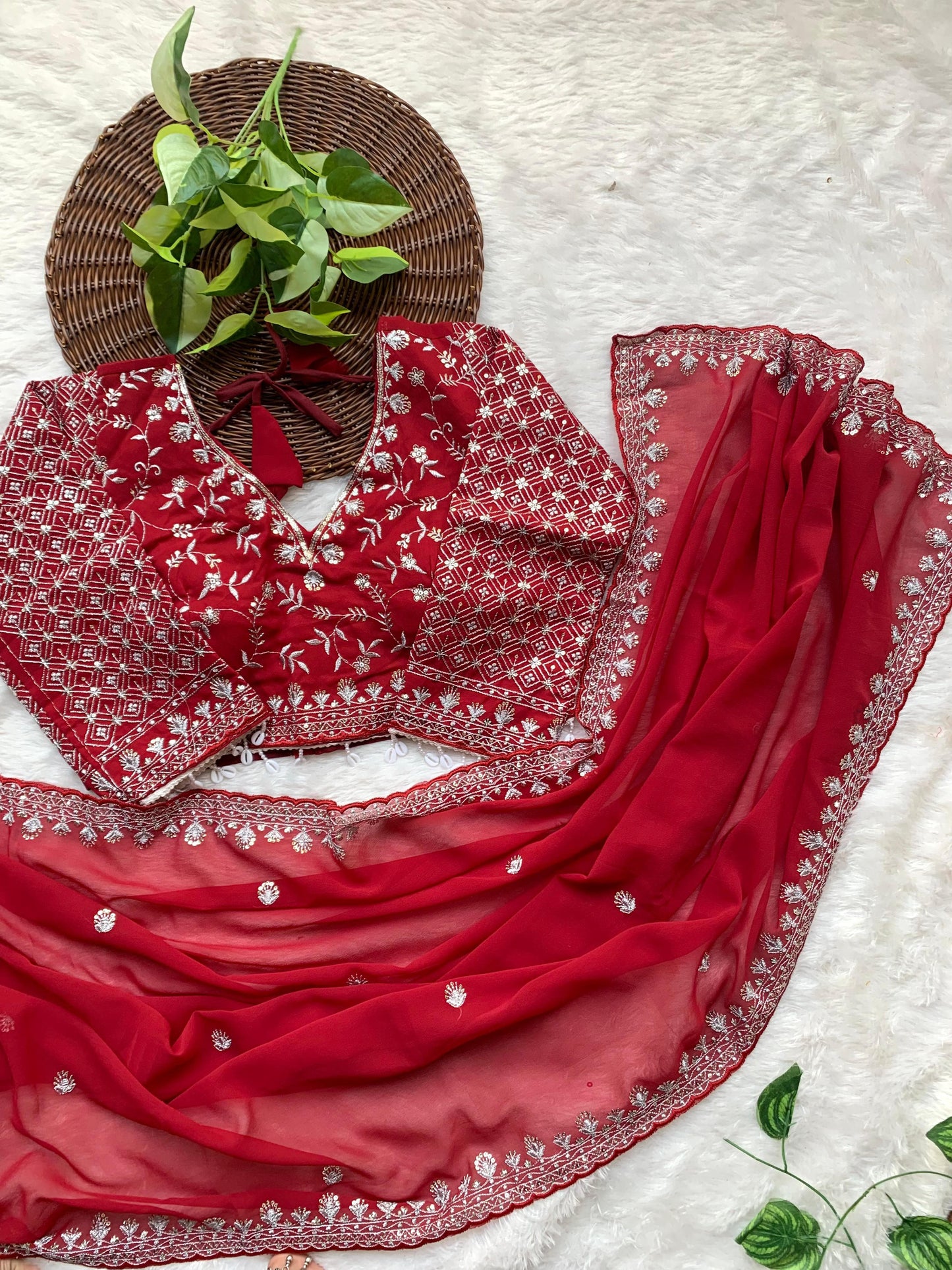 Neha Georgette Embroidery Saree – Rich Look Designer Sequence Work Saree