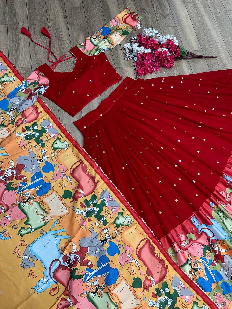 Kalamkari Georgette Lehenga Choli