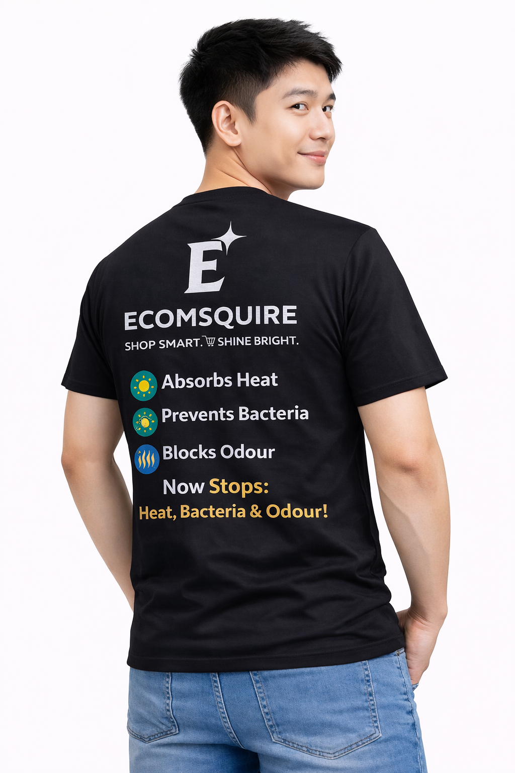 ECOMSQUIRE Premium Comfort Black T-Shirt (Back Print)