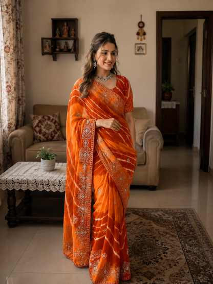 Saavan Special Soft C Multi Leheriya Saree