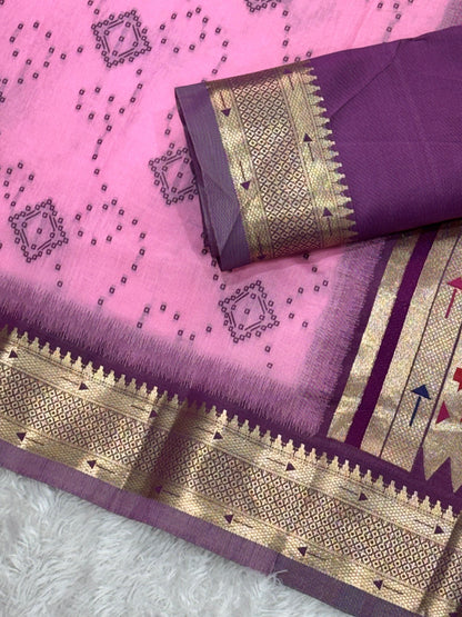 AARU Cotton Weaving Saree with Rich Pallu