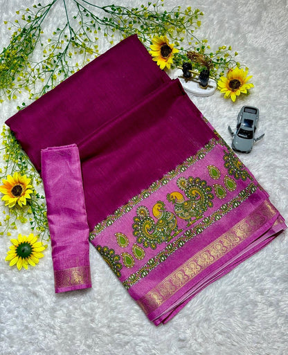 Mangalagiri Mulmul Cotton Saree with Floral Print & Jacquard Border | Lightweight Daily & Festive Wear