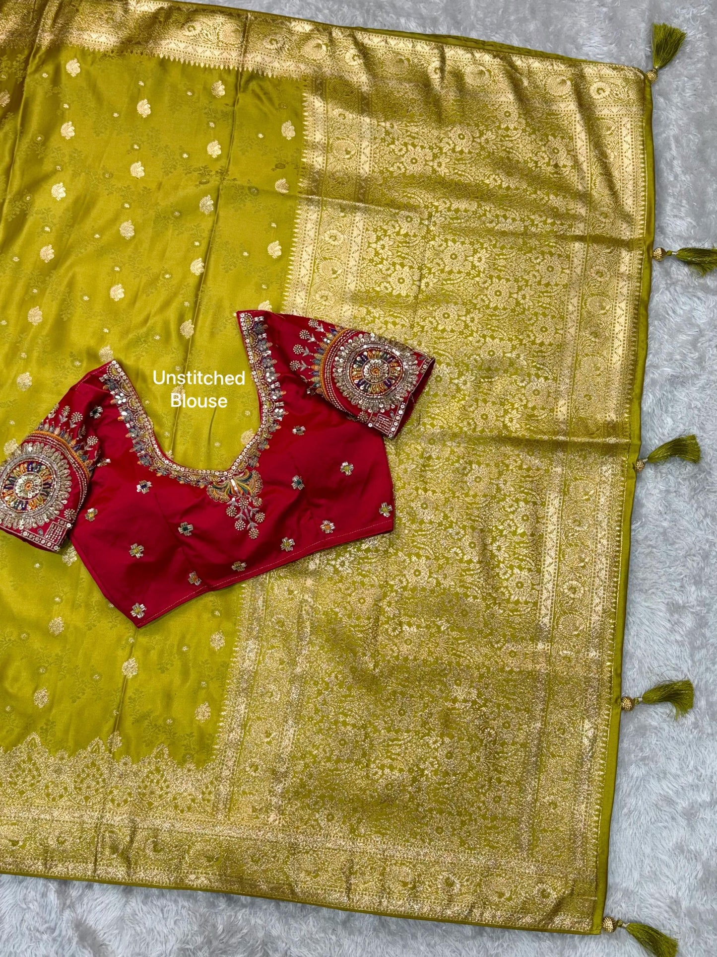 Maharani Banarasi Satin Silk Saree with Handwork Blouse