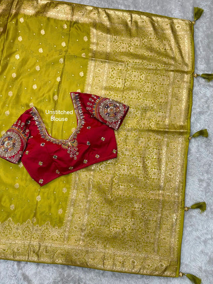 Maharani Banarasi Satin Silk Saree with Handwork Blouse
