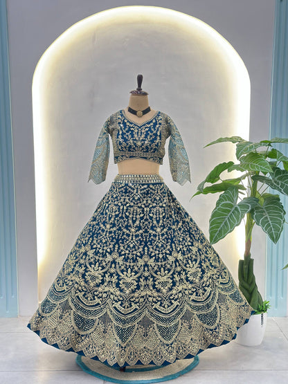 Premium Butterfly Net Designer Lehenga Choli with Heavy Embroidery (3 Colours)