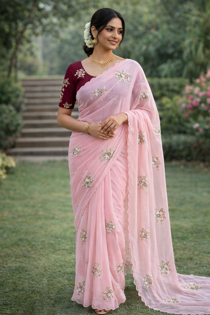 Designer Star Georgette Saree with Patch Work & Aarco Border