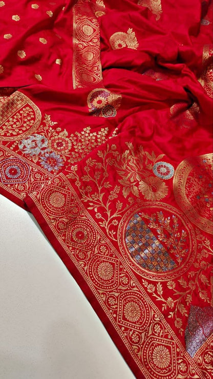 Komal Vol-1 Pure Banarasi Khadi Georgette Silk Zari Weaving Saree