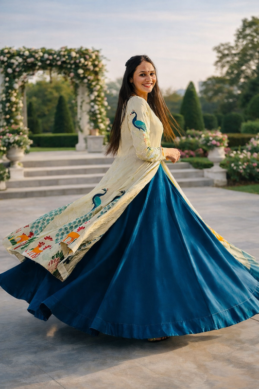 Festival Special Simar Silk Crop Top Lehenga Set With Embroidery Work (Fully Stitched)