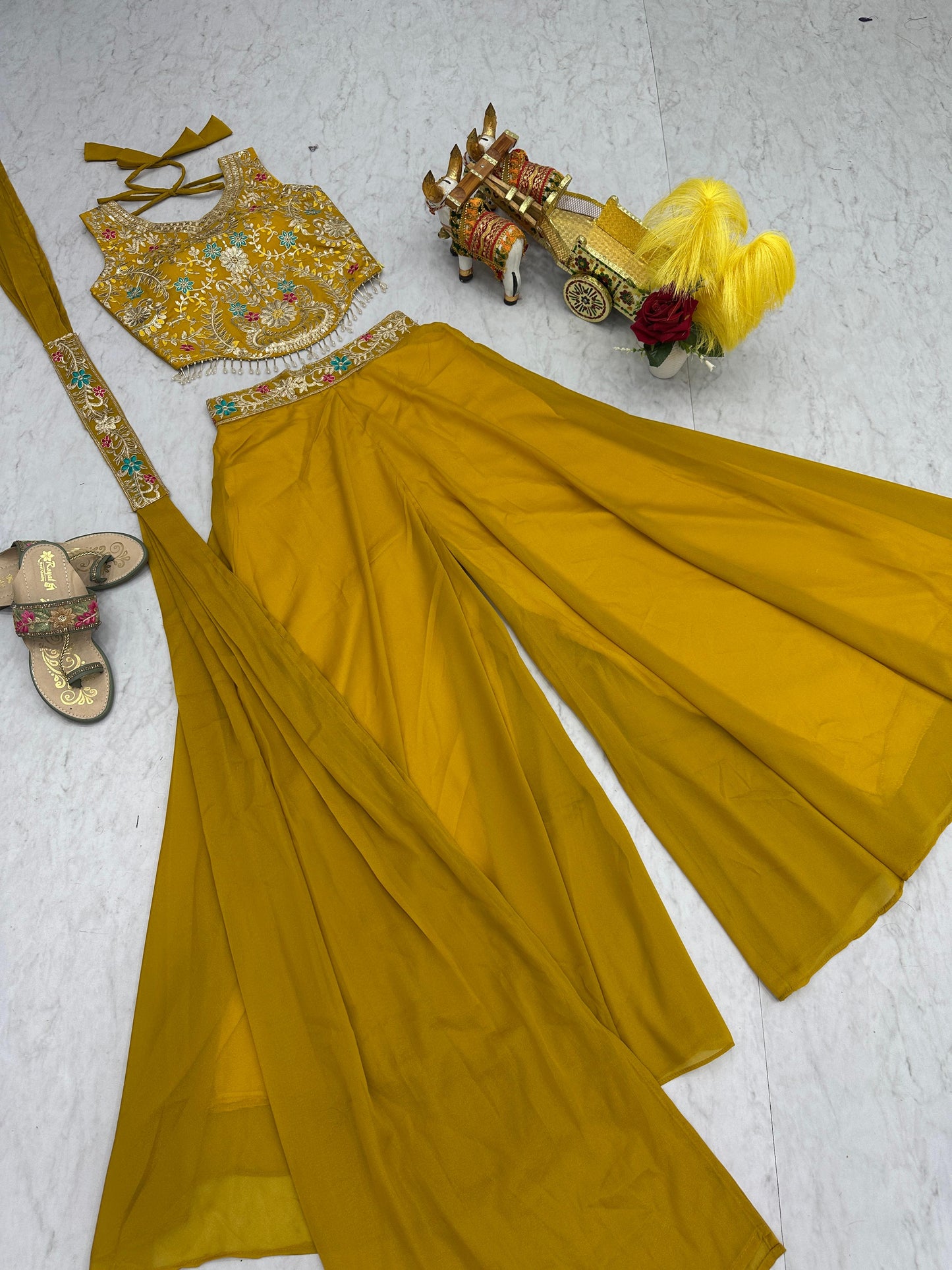 Designer Georgette Blouse Plazzo Set
