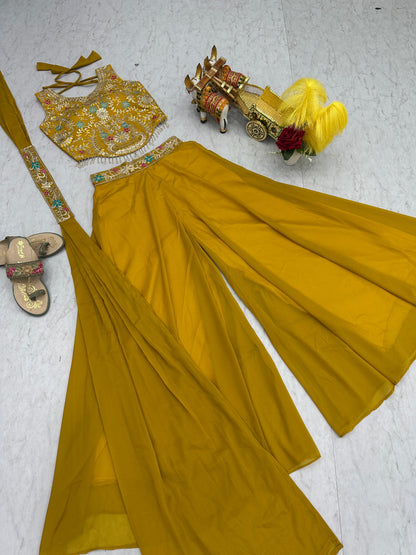 Designer Georgette Blouse Plazzo Set