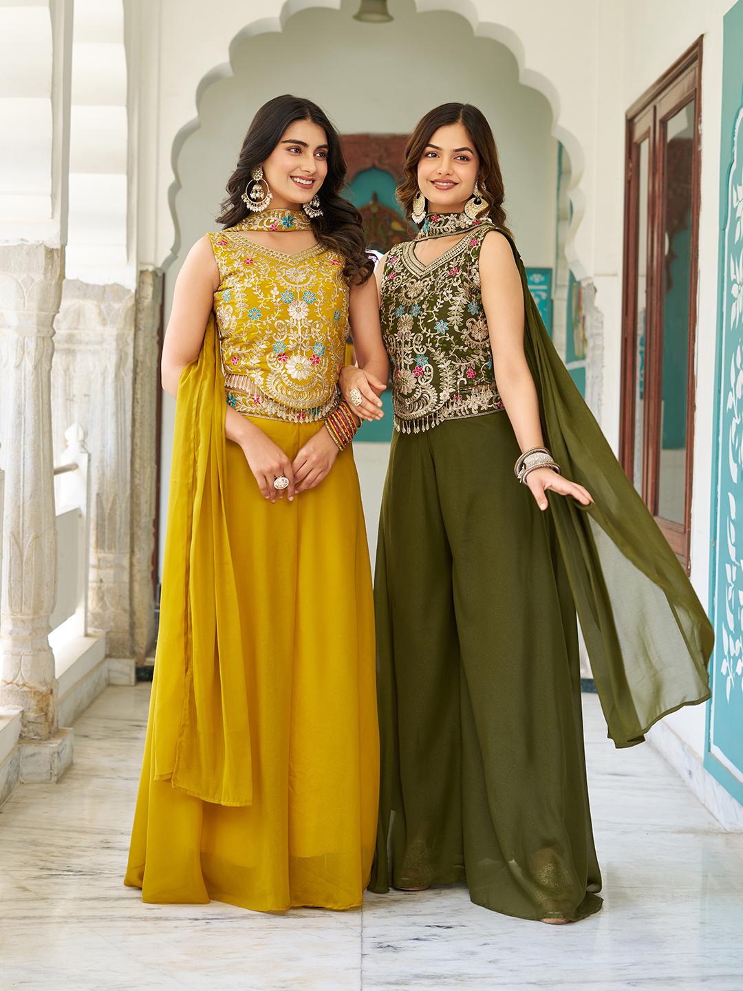 Designer Georgette Blouse Plazzo Set