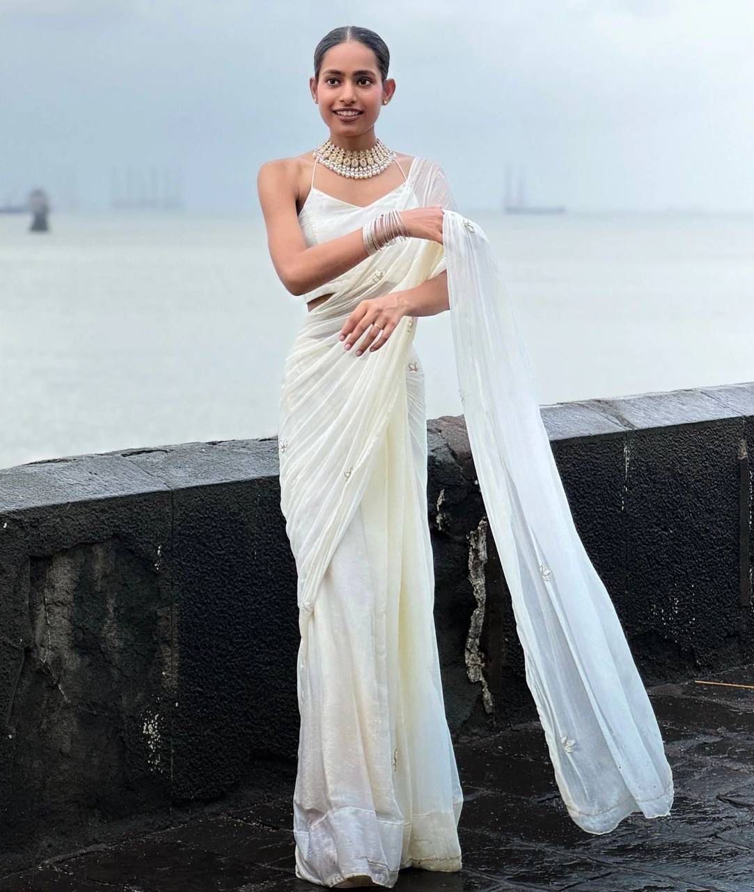 Soft Georgette Handwork Cut Dana Dinner Saree