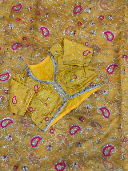 Tissue Silk Mirror Work Saree