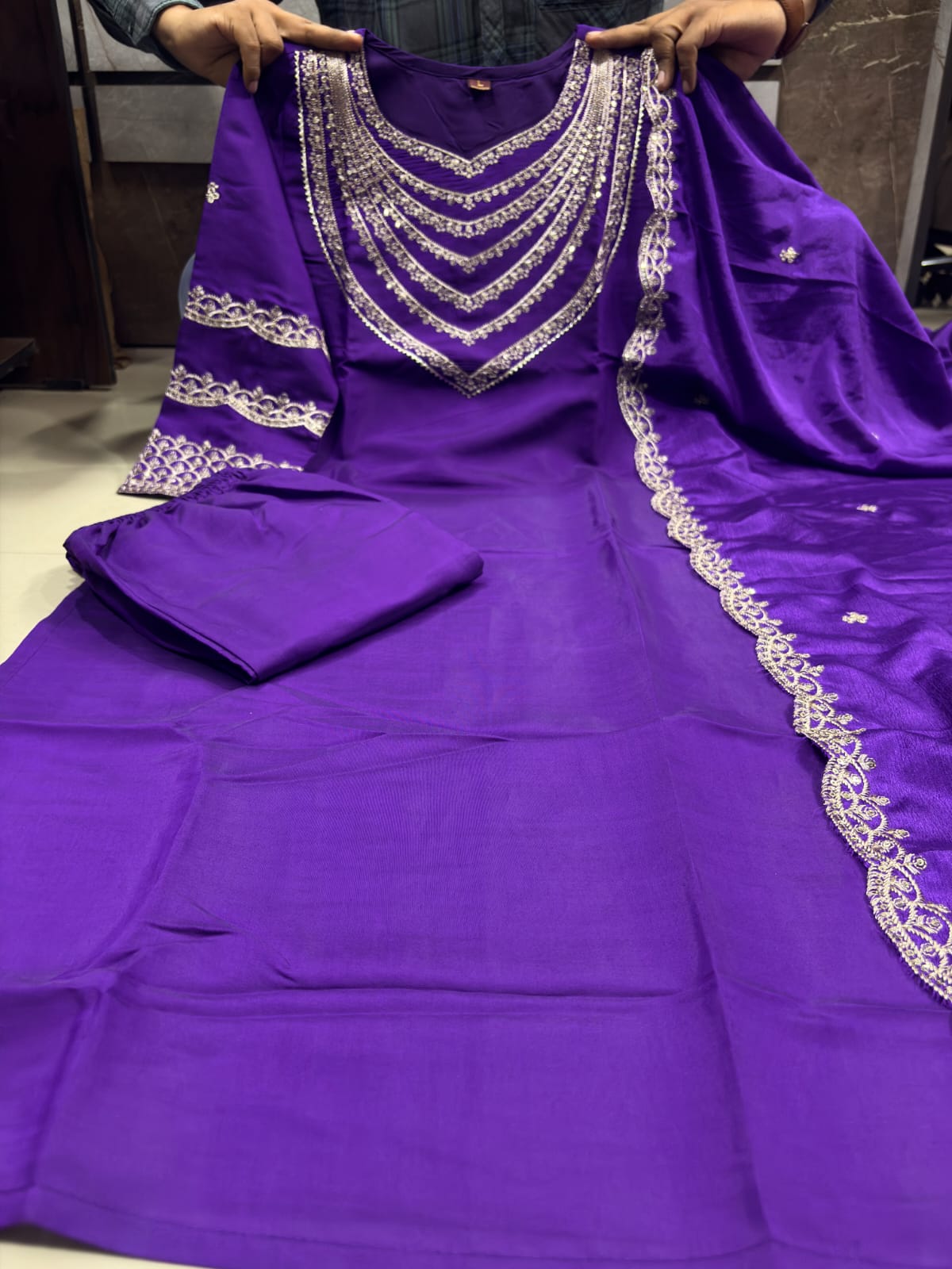 Tulsi Roman Silk Embroidered Suit Set