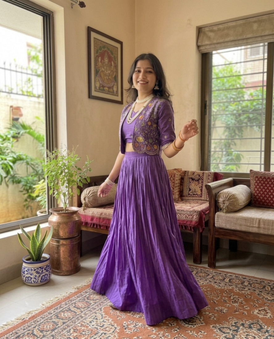 Premium Embroidered Koti Style Lehenga Set