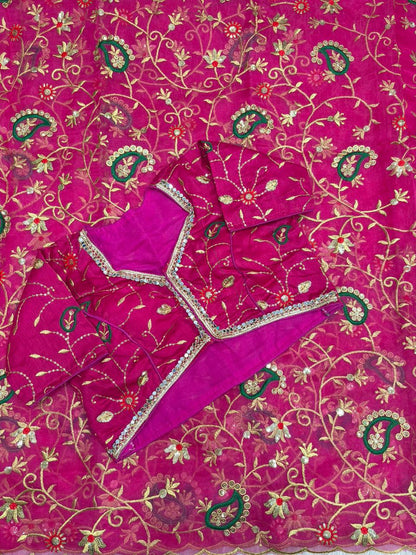 Tissue Silk Mirror Work Saree