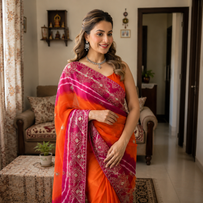 Saavan Special Soft C Multi Leheriya Saree