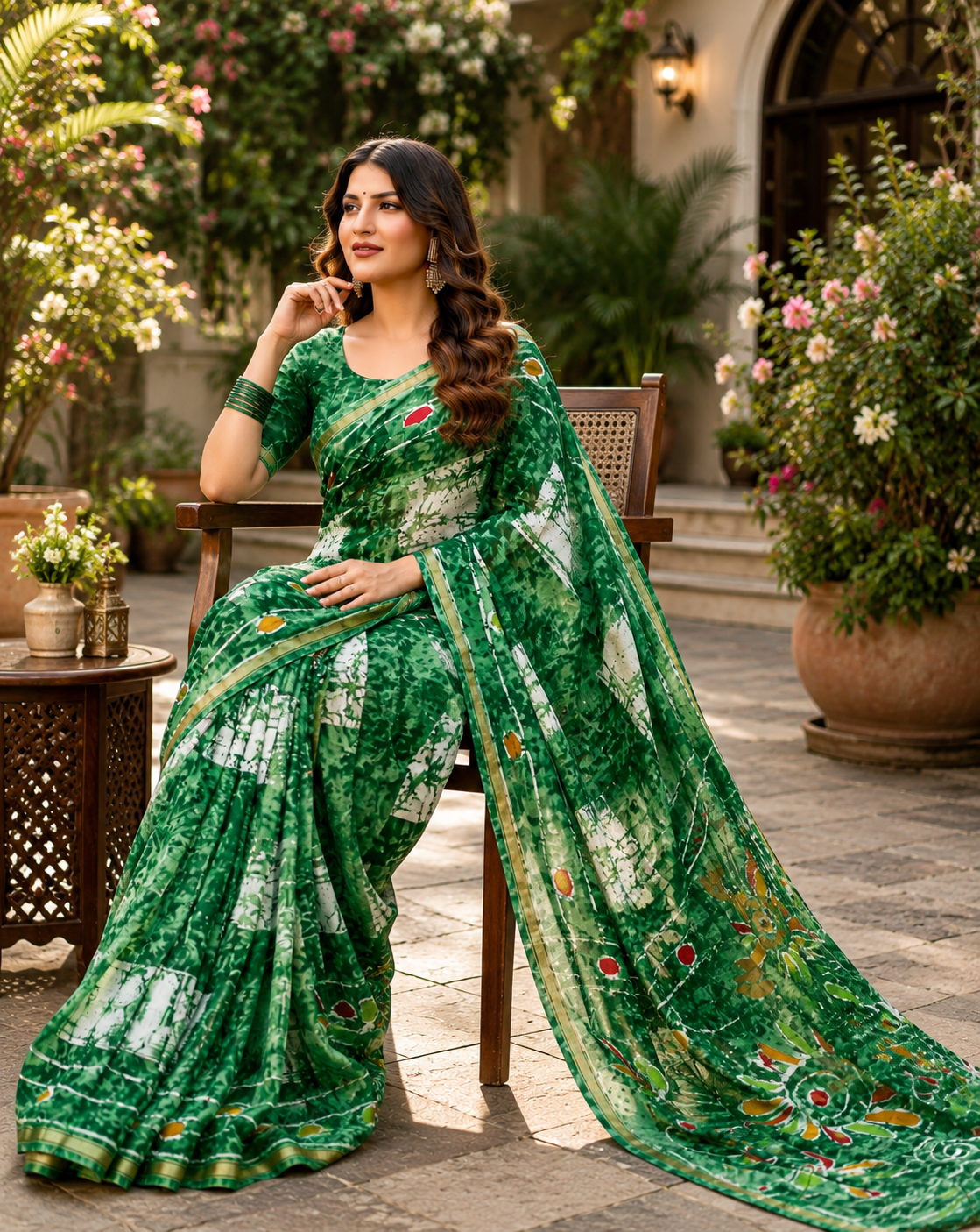 Pathshala Premium Viscose Mul Cotton Printed Saree with Zari Border