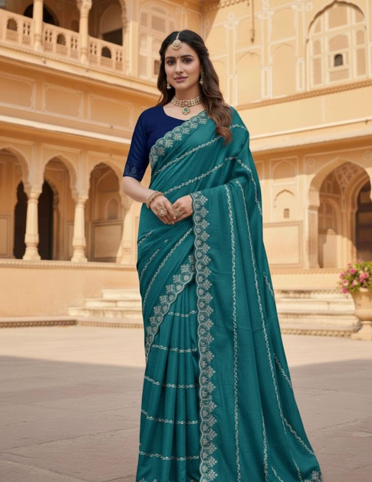 Star Georgette Leheriya Saree with Embroidery Sequence Blouse