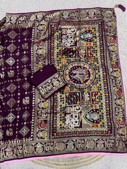 Wedding Special Dola Silk Designer Saree with Zarkhan Work