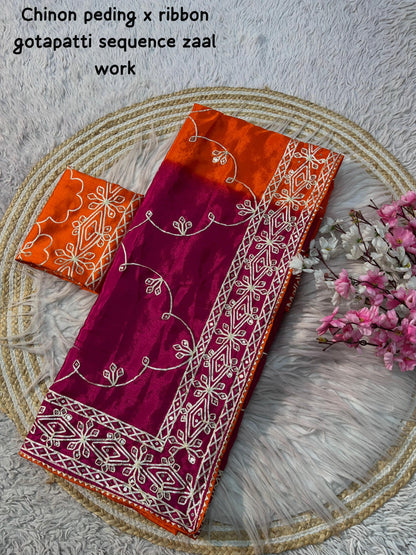 New Latest Arrivals – Premium Chinon Pedding Saree Collection