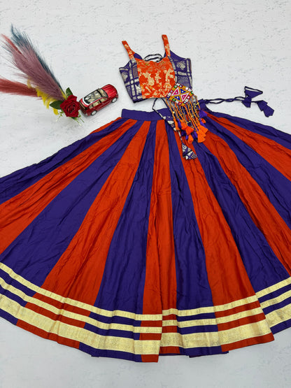 Navratri Special Pure Cotton Lehenga Choli with Gamathi Work | 6+ Meter Flair