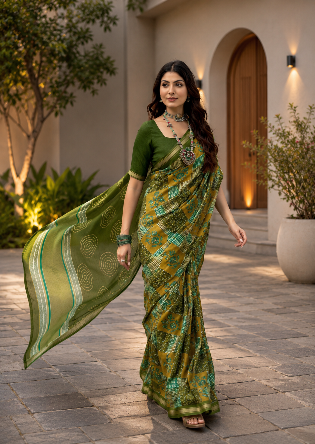 Pathshala Premium Viscose Mul Cotton Printed Saree with Zari Border