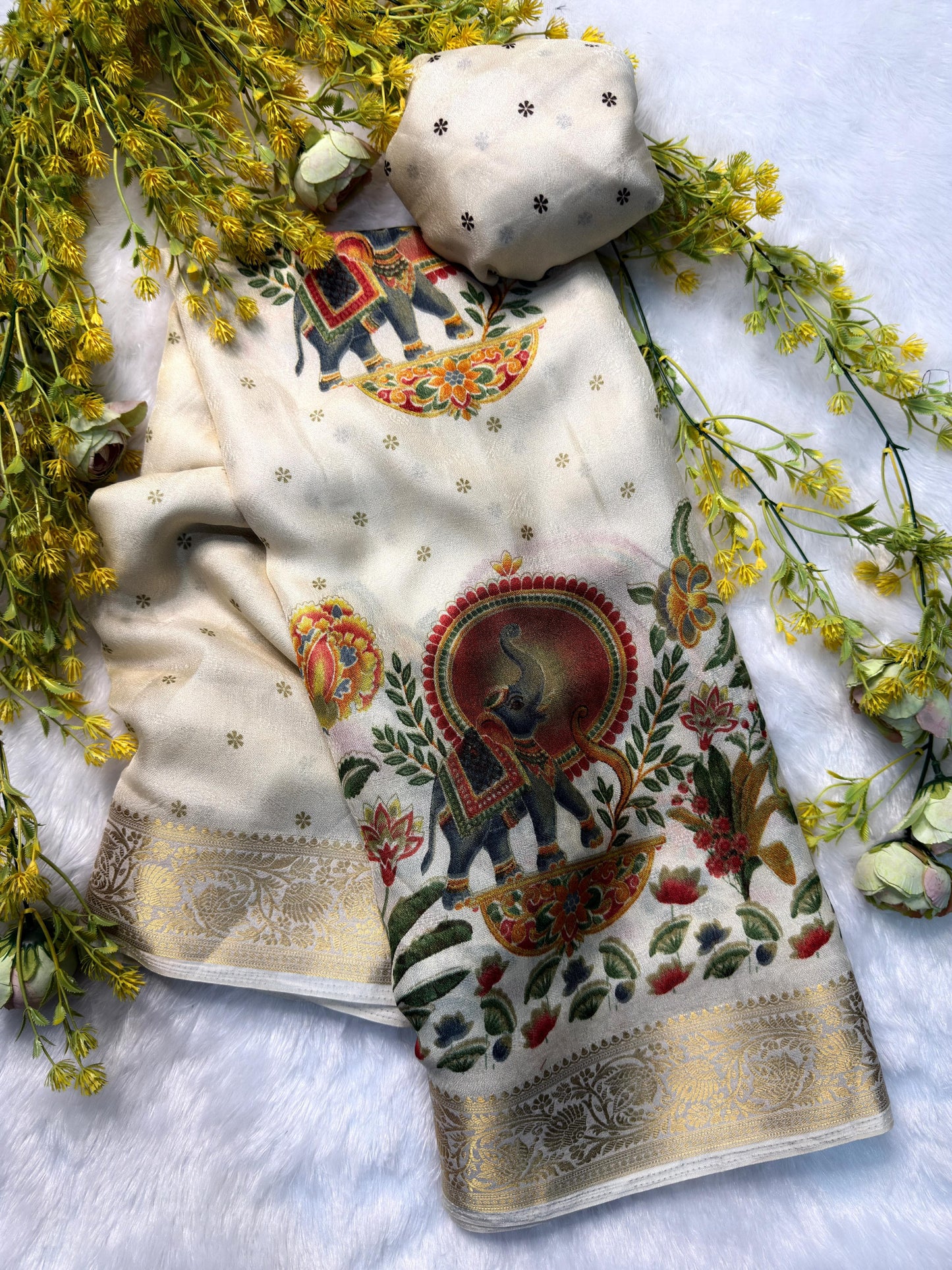 Ajrakh Soft Georgette Saree with Zari Border | Festive & Daily Wear