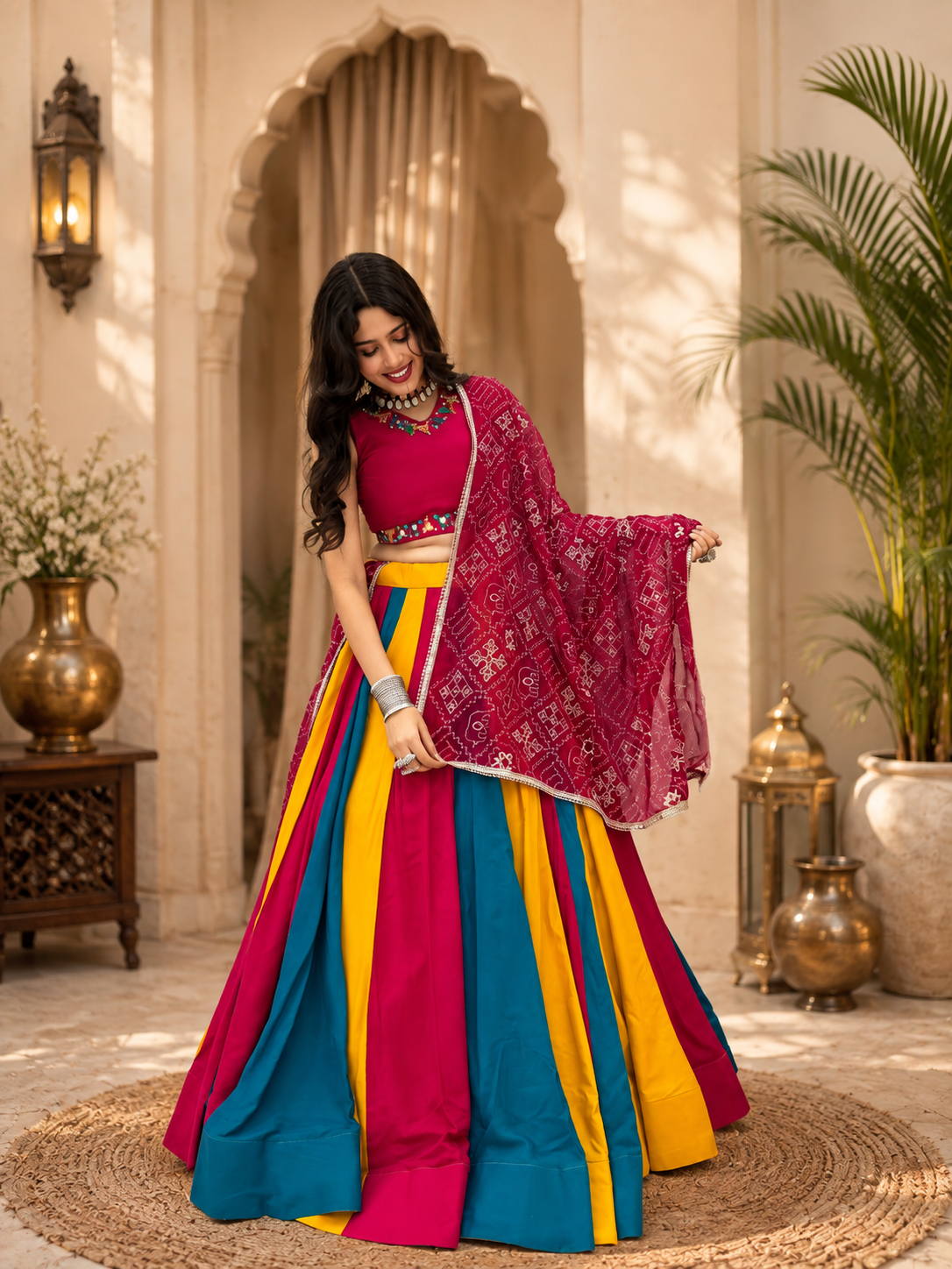 Navratri Special 6 Meter Lehenga Choli with Vintage Dupatta