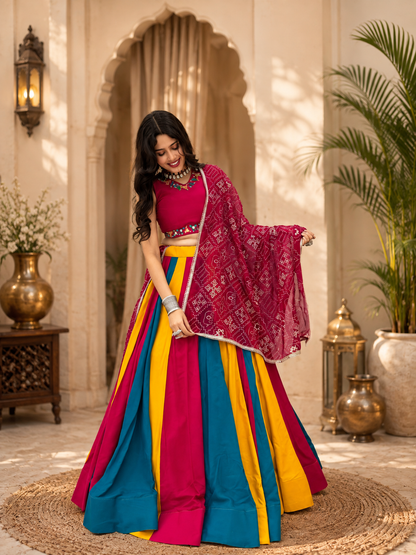 Navratri Special 6 Meter Lehenga Choli with Vintage Dupatta