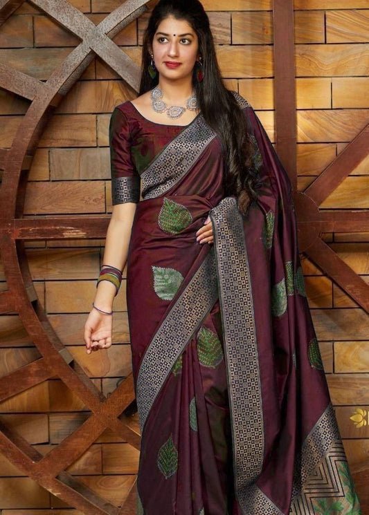 Wine Silk Saree