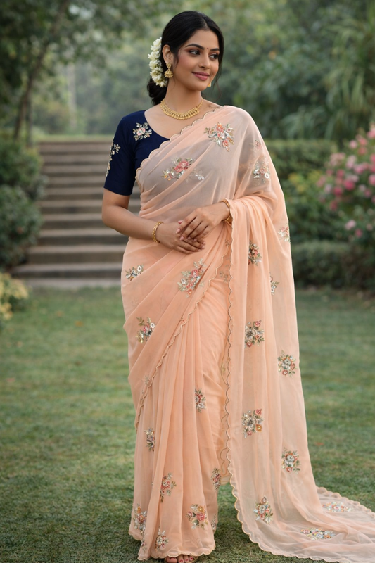 Designer Star Georgette Saree with Patch Work & Aarco Border