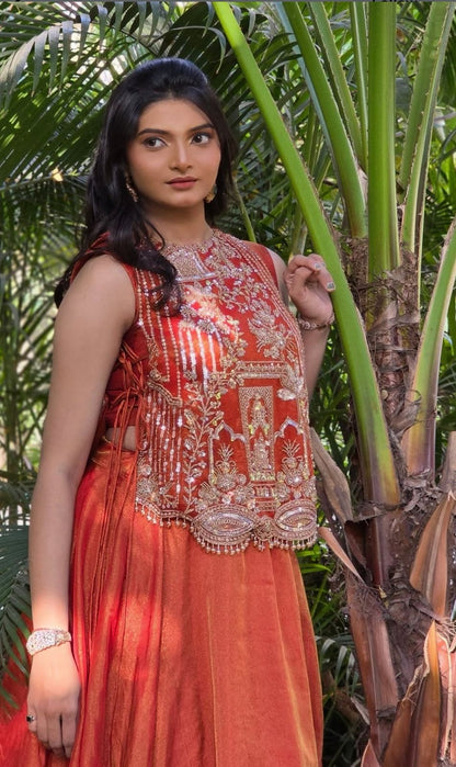 Festival Special Vichitra Silk Embroidered Lehenga Choli Set