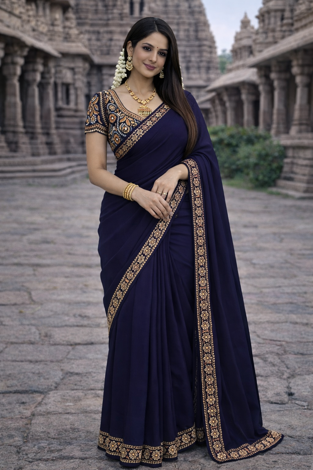 Elegant Rangoli Silk Saree with Multi Embroidery & Sequins Work Designer Blouse – Festive & Party Wear