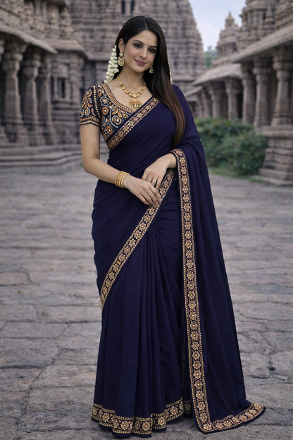 Elegant Rangoli Silk Saree with Multi Embroidery & Sequins Work Designer Blouse – Festive & Party Wear