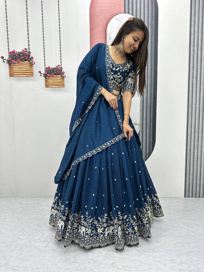 Elegant Festival Wear Lehenga Choli Set with premium Vichitra silk