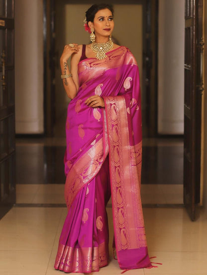 Pure Gold Zari Lichi Silk Saree